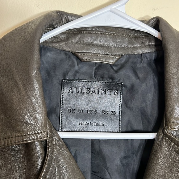 ALLSAINTS Prescott Biker Jacket Khaki Green - Picture 8 of 14